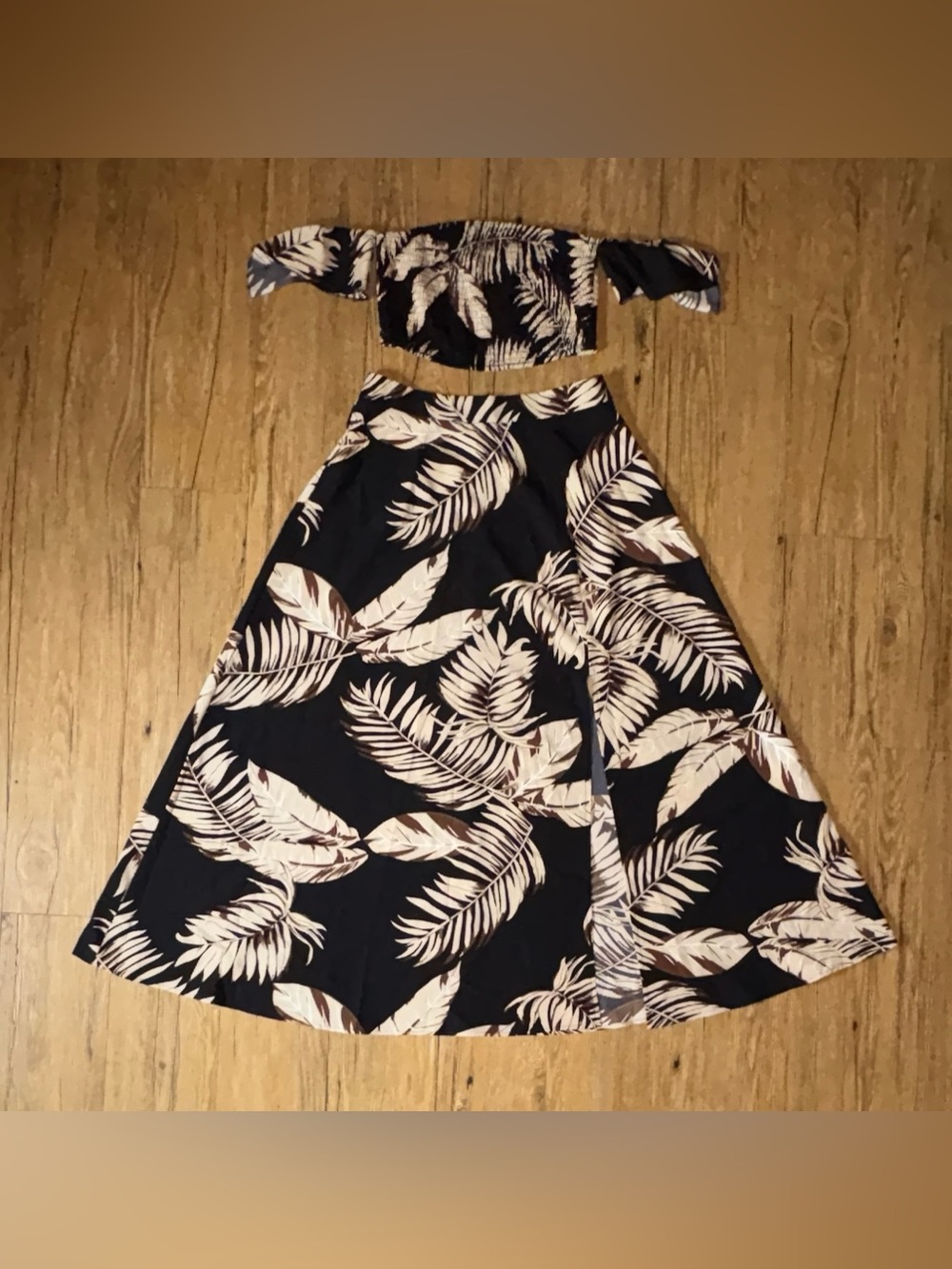 Tropical print two piece set